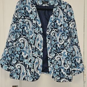 Notations Womens Blue Paisley Blazer Large